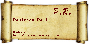 Paulnics Raul névjegykártya